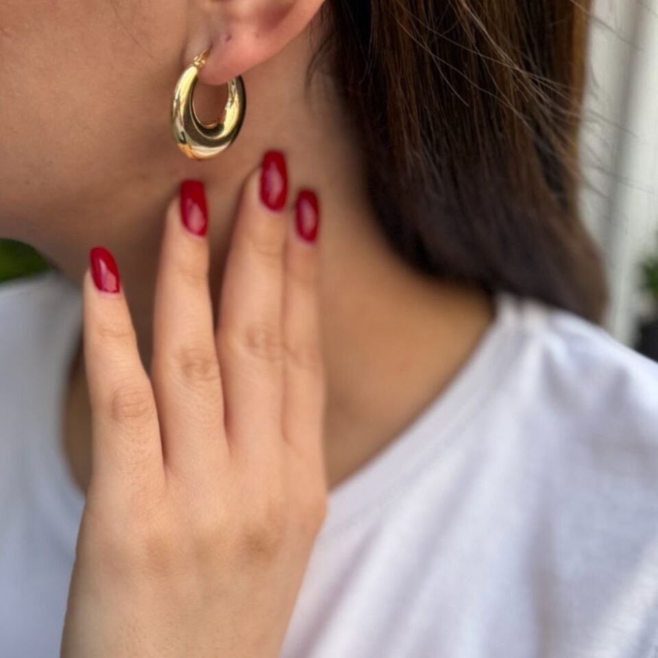 14 Ayar Bombeli Halka Küpe