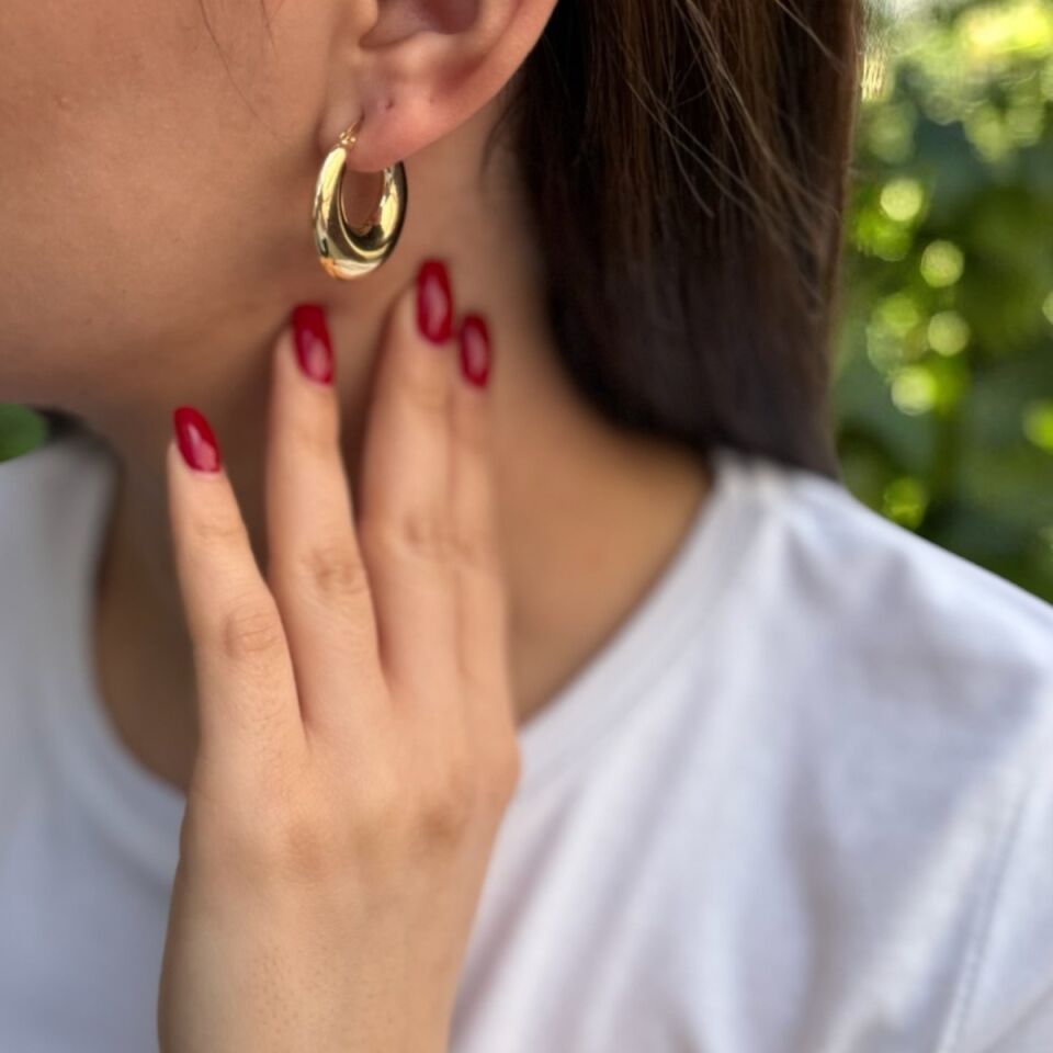 14 Ayar Bombeli Halka Küpe