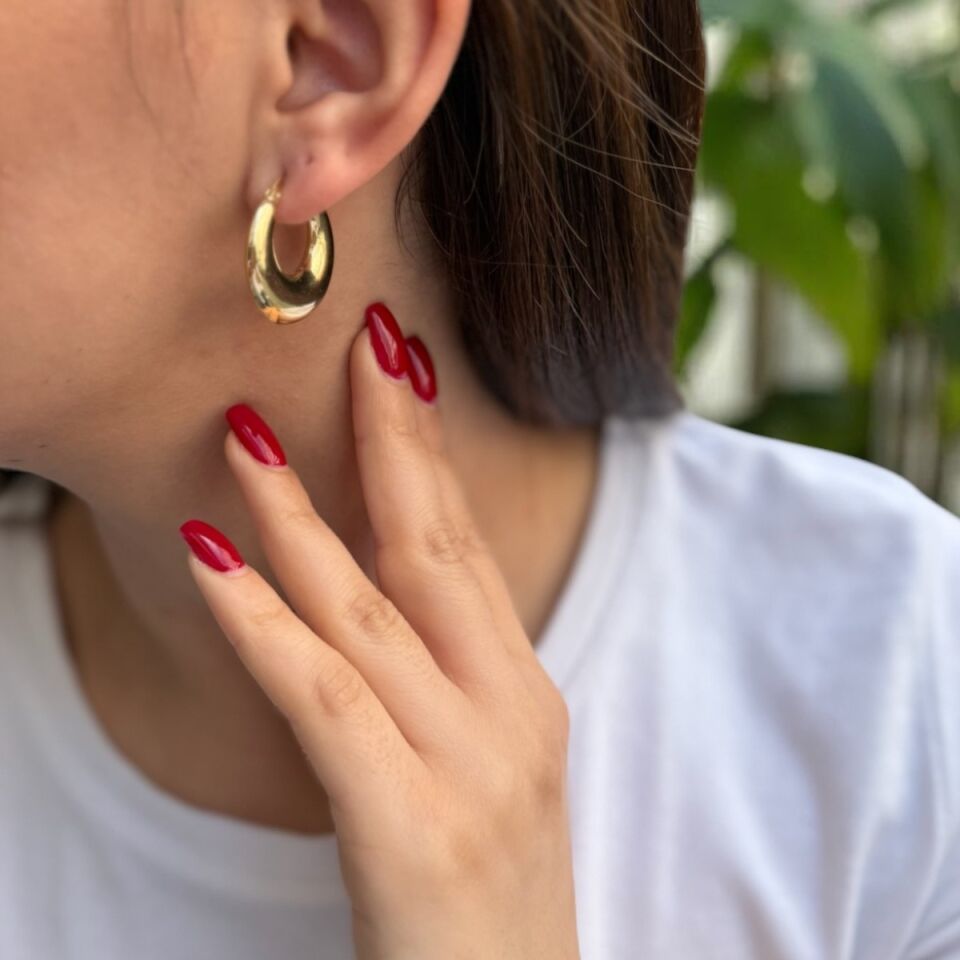 14 Ayar Bombeli Halka Küpe