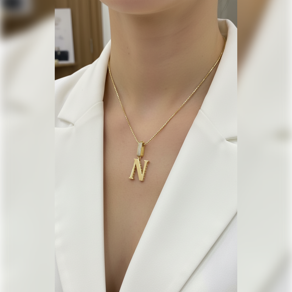 14 AYAR N HARİ ÖZEL TASARIM ALTIN KOLYE