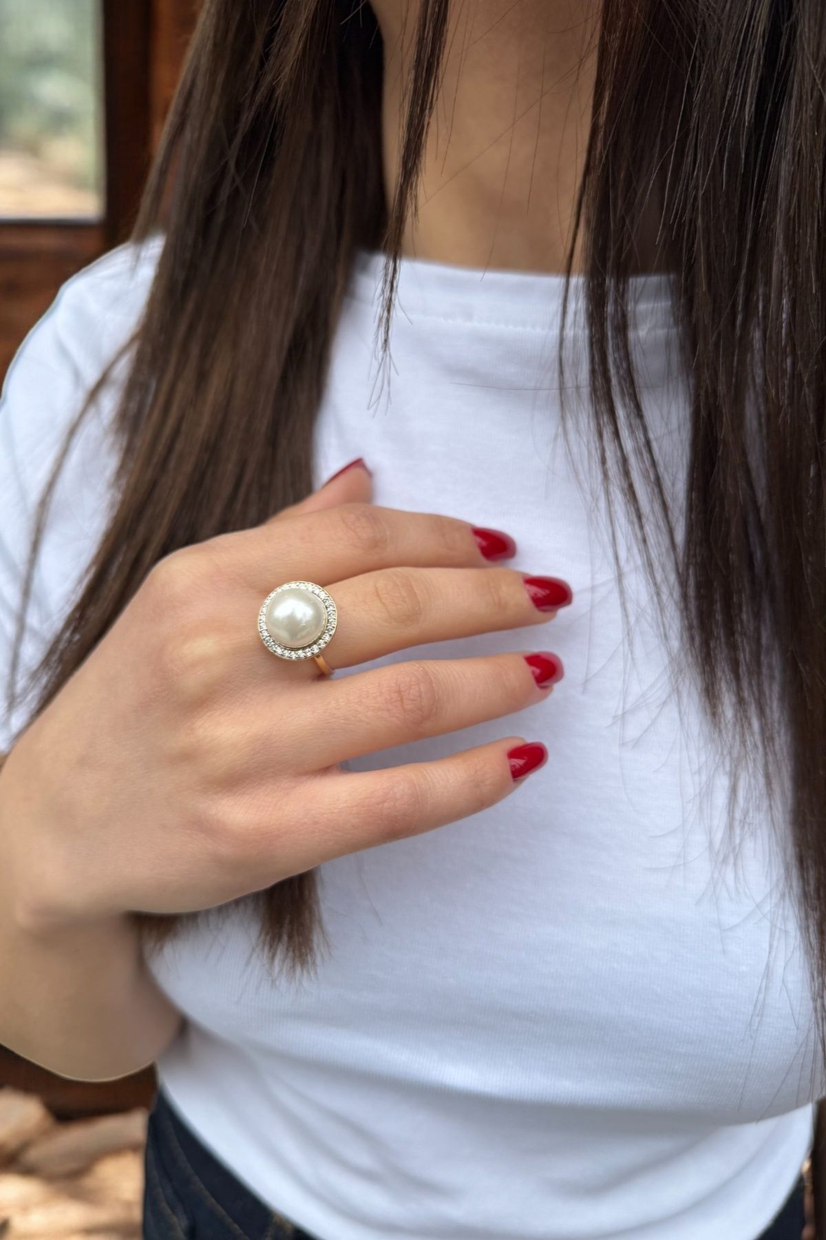 14 AYAR TAŞLI İNCİ ALTIN YÜZÜK