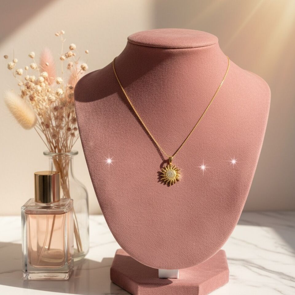 22 AYAR GÜNEŞ UÇLU ALTIN KOLYE