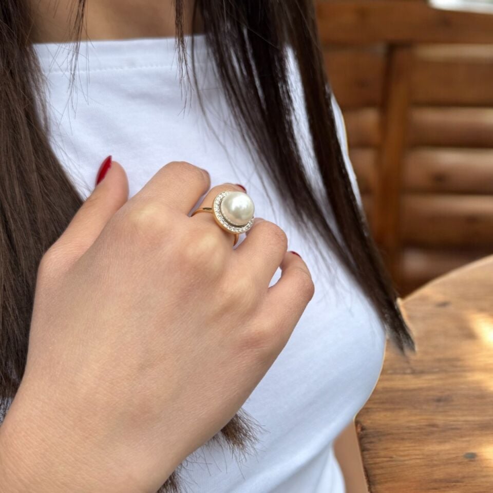 14 AYAR TAŞLI İNCİ ALTIN YÜZÜK