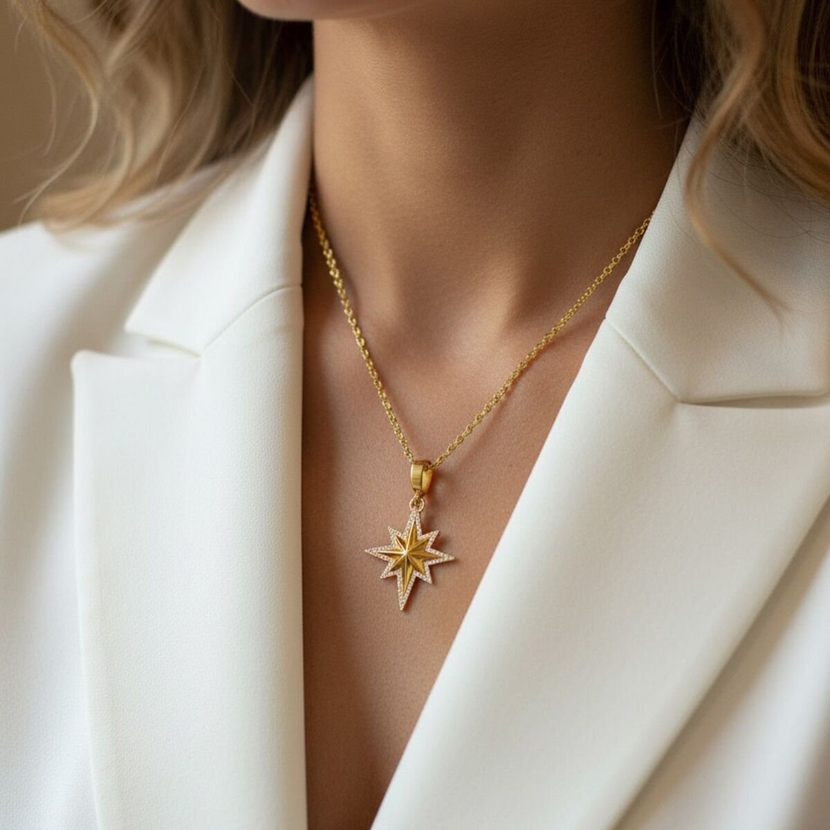 22 AYAR KUTUPYILDIZI ALTIN KOLYE