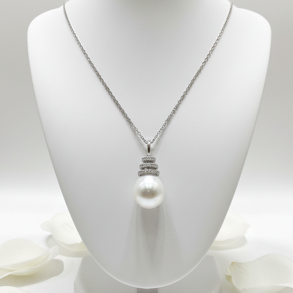 14 AYAR 0,28 CT PIRLANTA TAŞLI İNCİ KOLYE