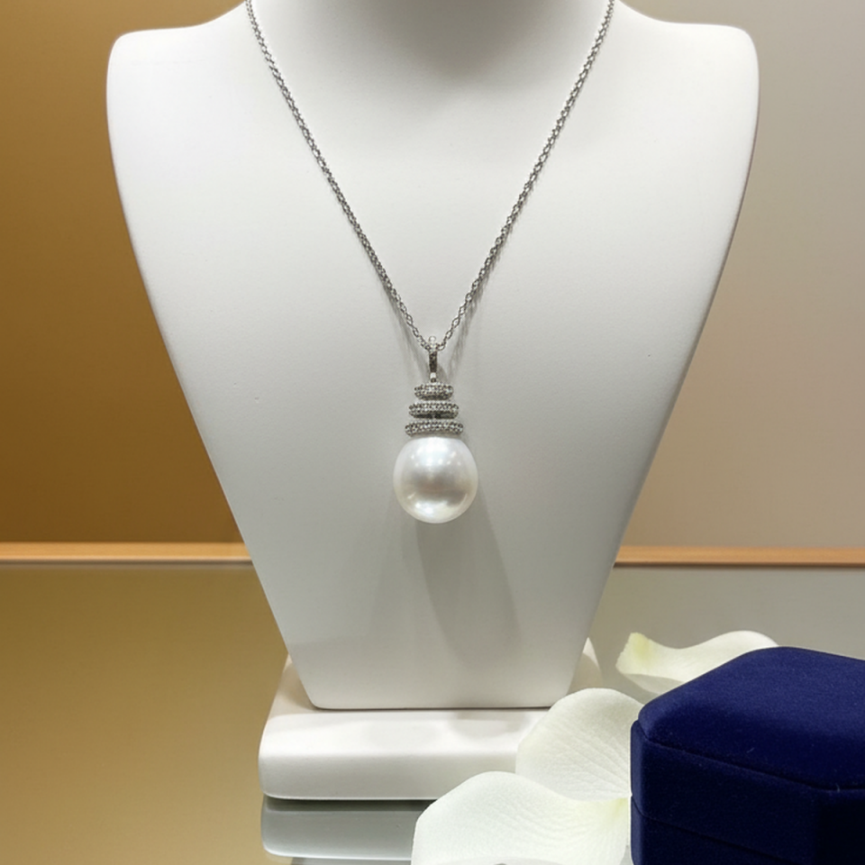 14 AYAR 0,28 CT PIRLANTA TAŞLI İNCİ KOLYE