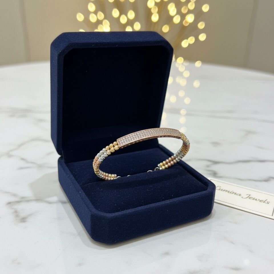 925 AYAR ALTIN GÖRÜNÜMLÜ 3 RENK DORİKA TOPLU BİLEKLİK