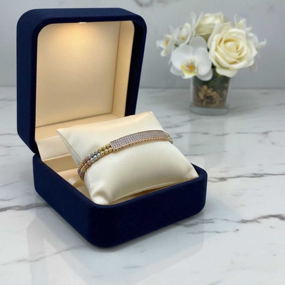 925 AYAR ALTIN GÖRÜNÜMLÜ 3 RENK DORİKA TOPLU BİLEKLİK