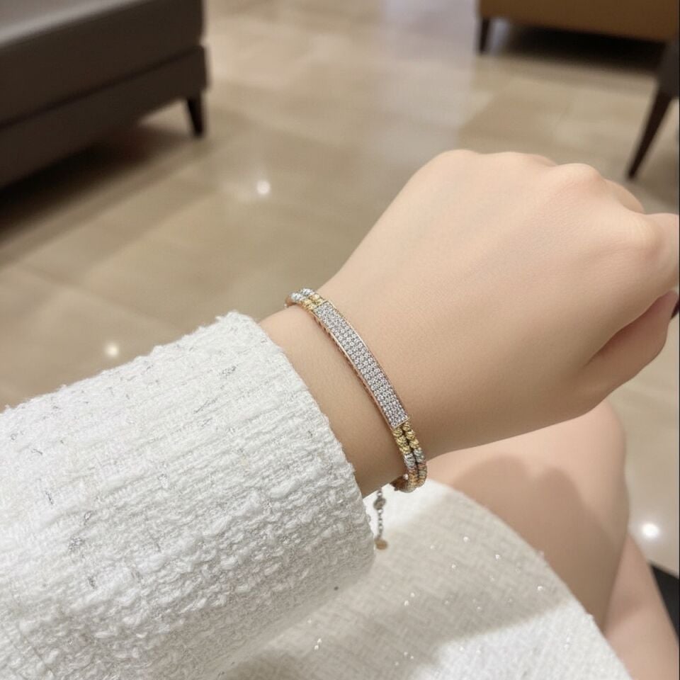 925 AYAR ALTIN GÖRÜNÜMLÜ 3 RENK DORİKA TOPLU BİLEKLİK