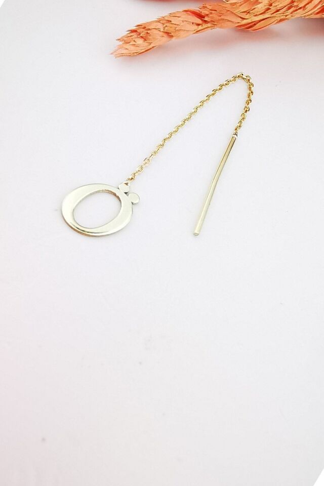 14 Ayar Ö Harfi Zincir Altın Küpe