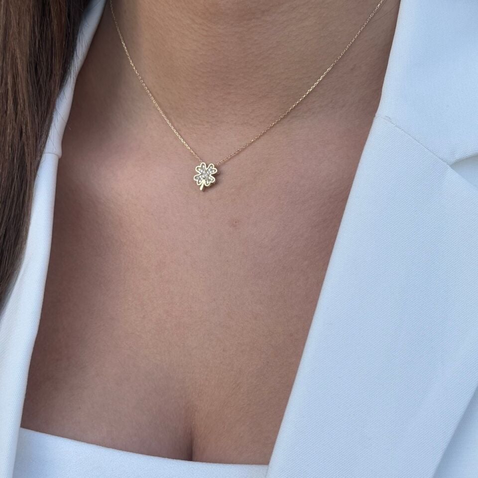 14 AYAR TAŞLI YONCA ALTIN KOLYE