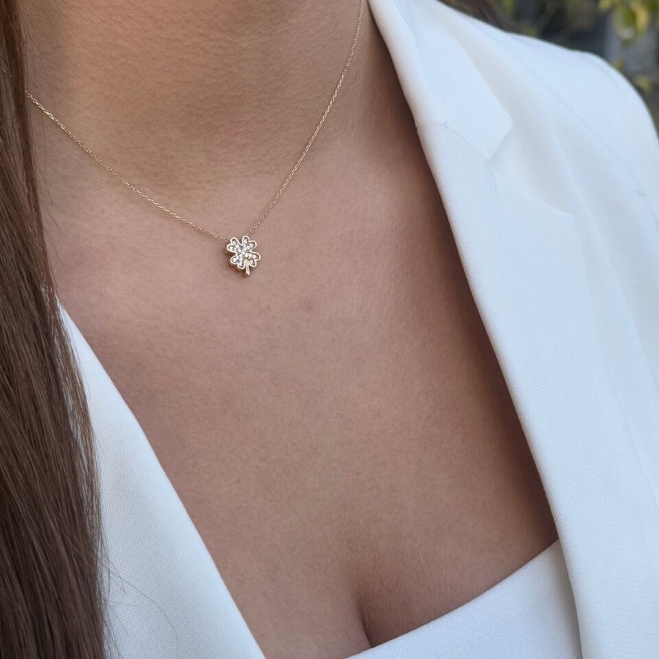 14 AYAR TAŞLI YONCA ALTIN KOLYE