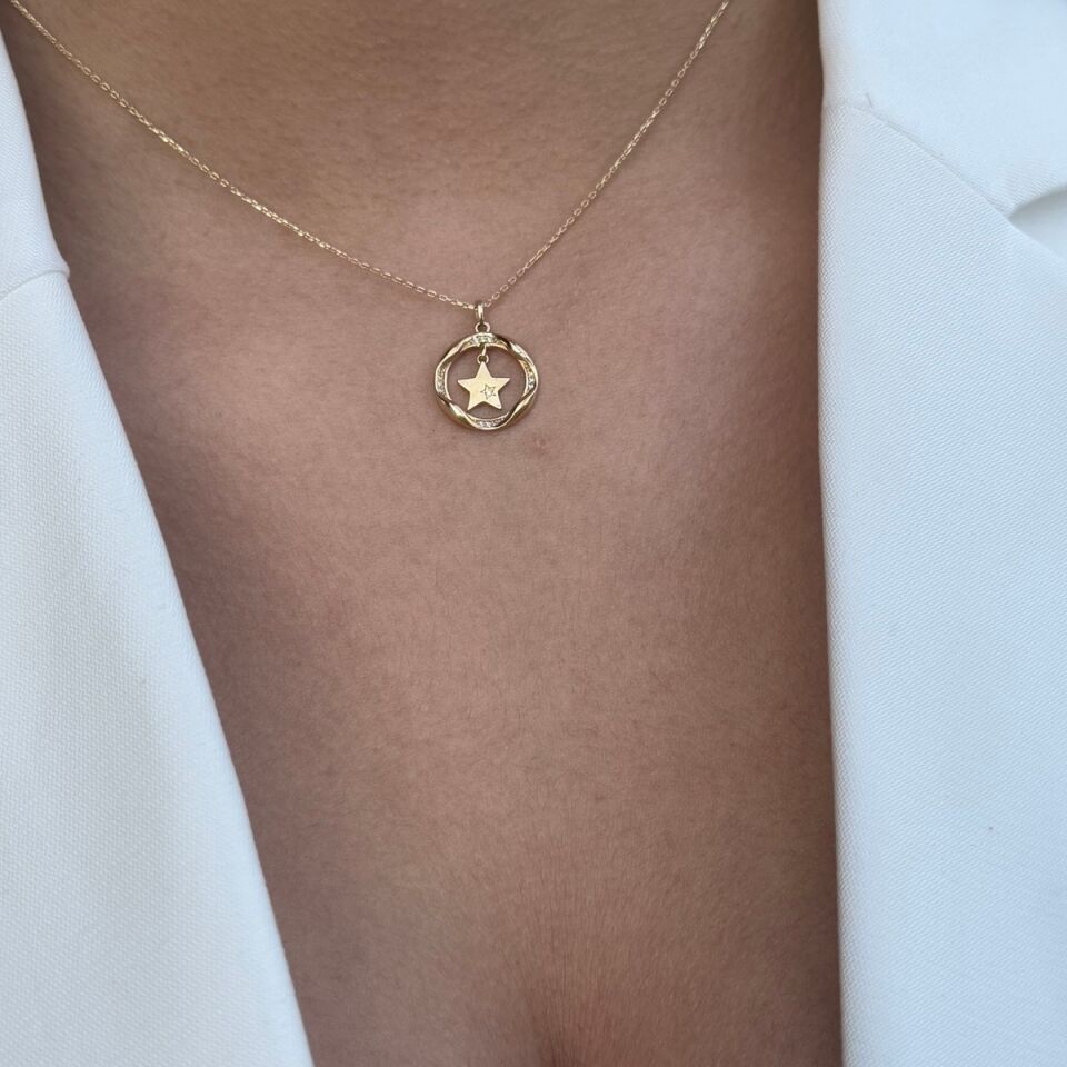 14 AYAR HALKA İÇİ YILDIZ KOLYE