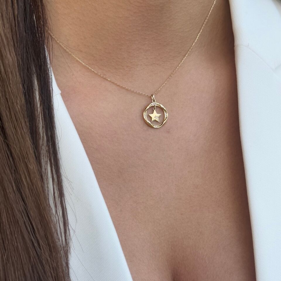 14 AYAR HALKA İÇİ YILDIZ KOLYE