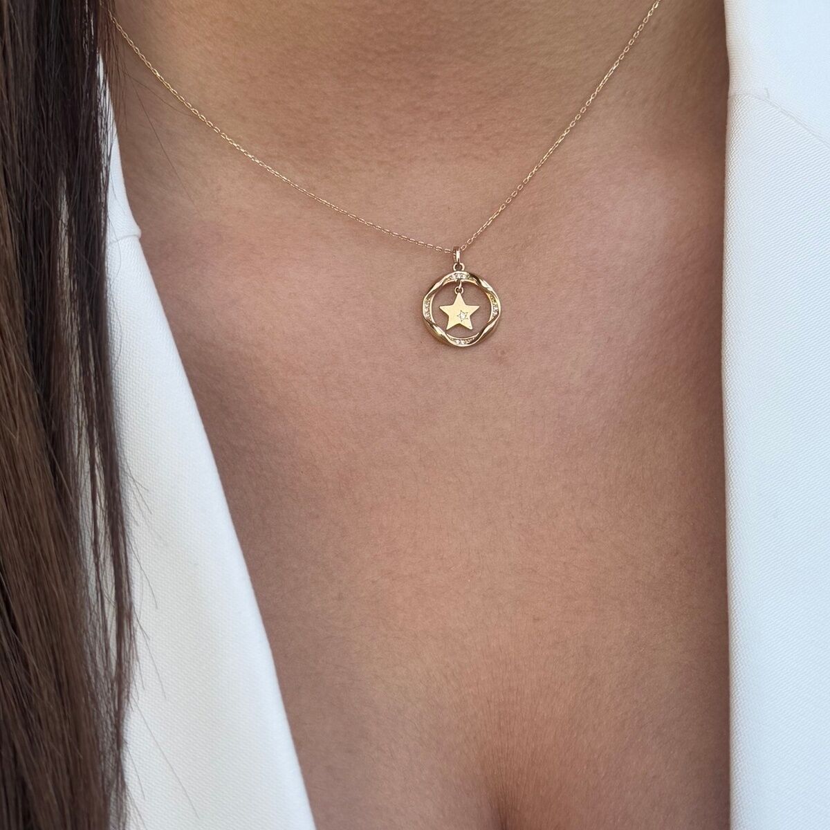 14 AYAR HALKA İÇİ YILDIZ KOLYE