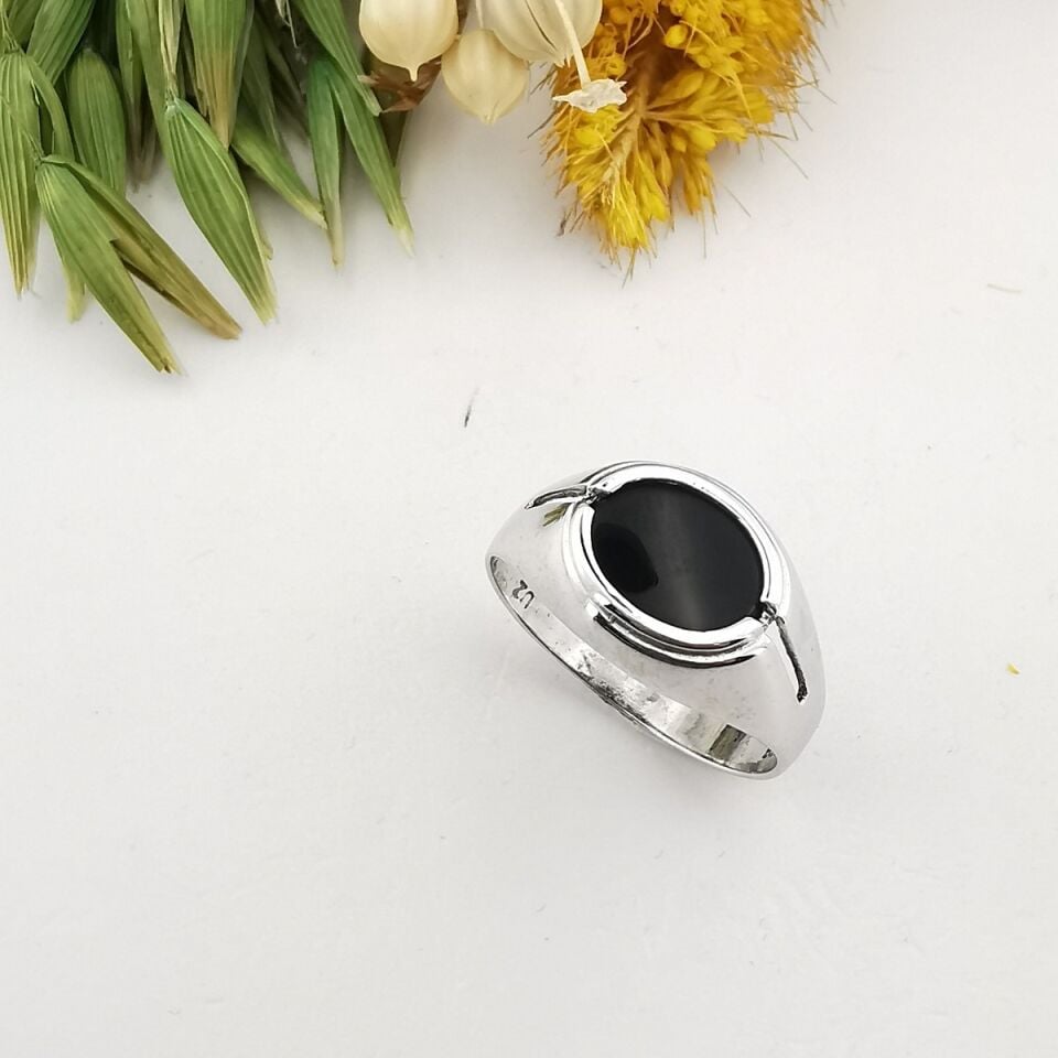 14 Ayar Siyah Oniks Taşlı Erkek Altın Yüzük