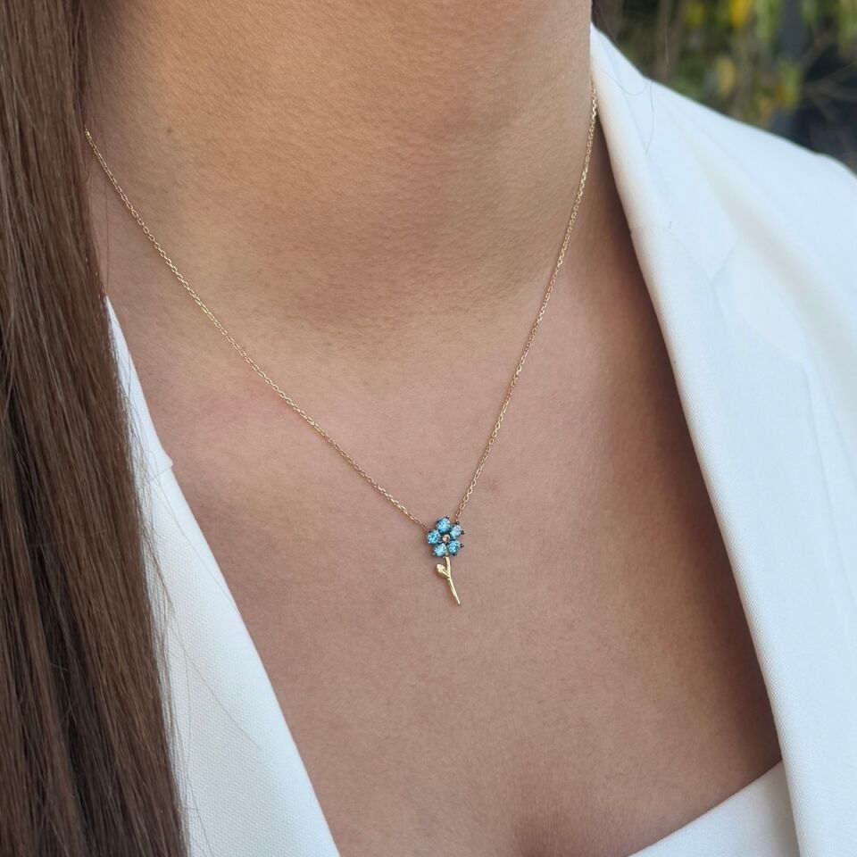 14 AYAR İTALYAN ÇİÇEK KOLYE