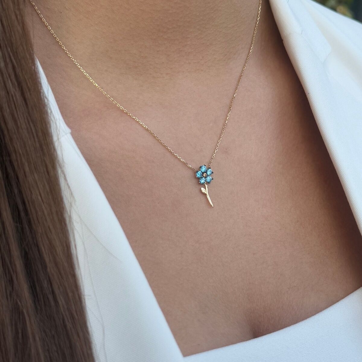 14 AYAR İTALYAN ÇİÇEK KOLYE