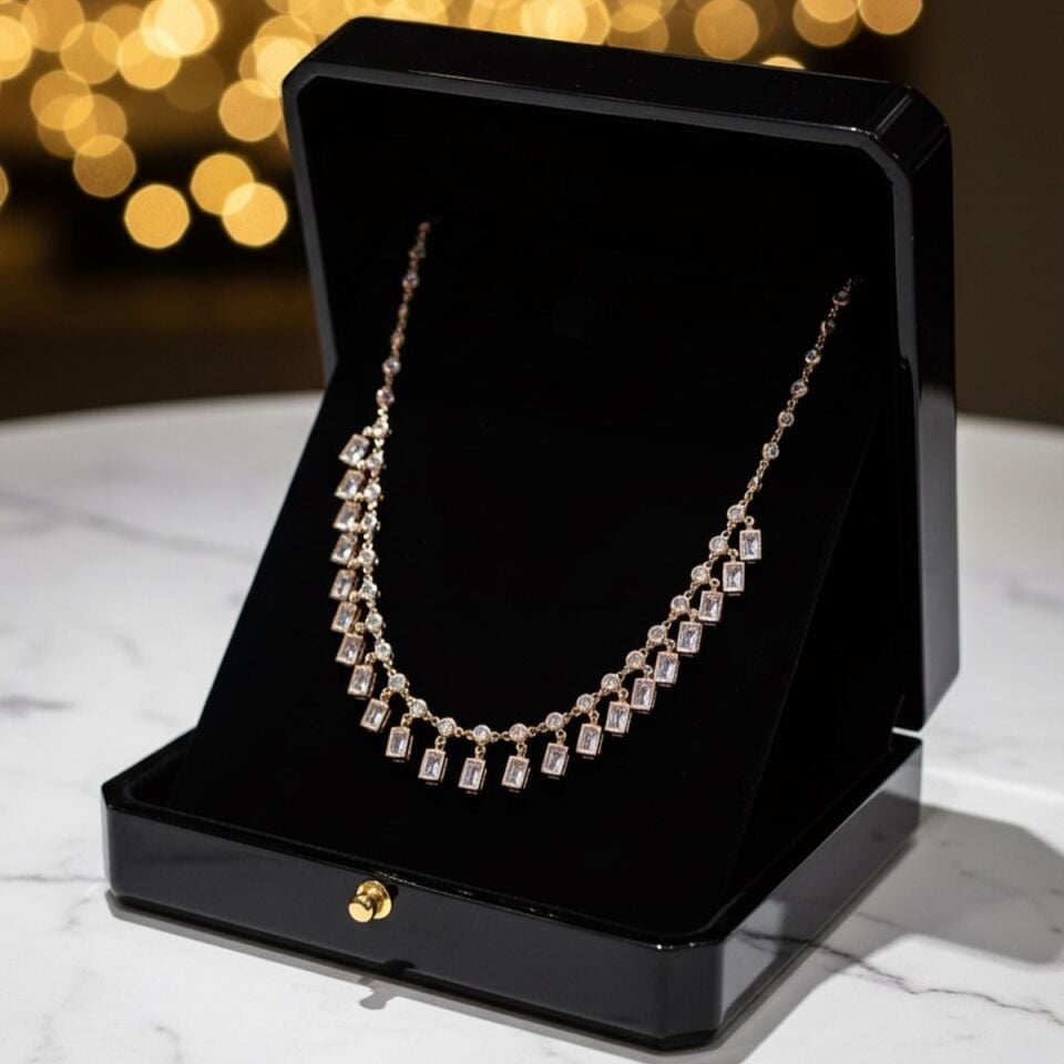 925 AYAR SHAKİRA SALLANTILI İTALYAN ROSE RENGİ KOLYE