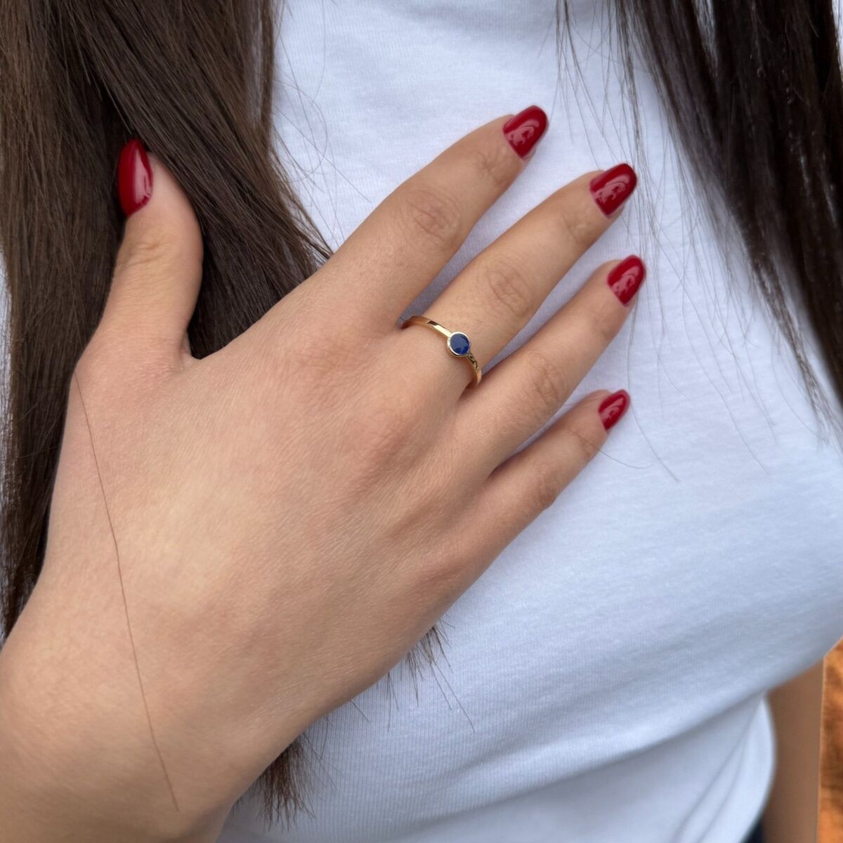 14 AYAR LACİVERT MİNELİ İTALYAN YÜZÜK