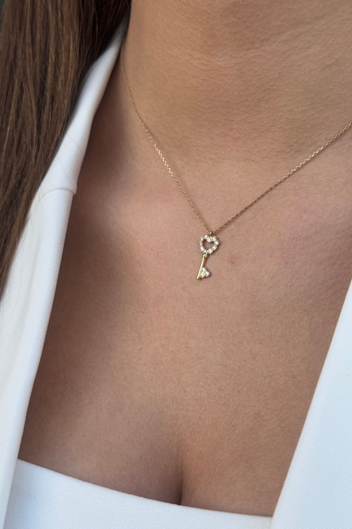 14 AYAR KALP VE ANAHTAR ALTIN KOLYE