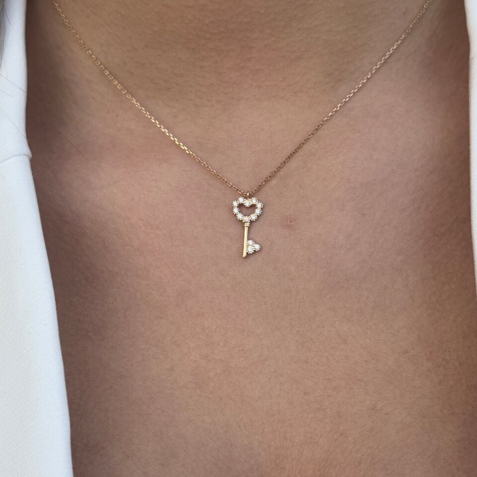 14 AYAR KALP VE ANAHTAR ALTIN KOLYE