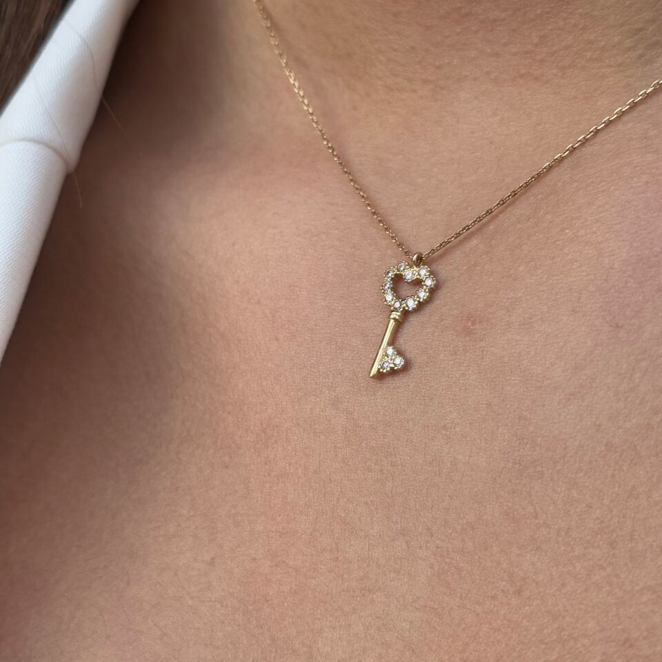 14 AYAR KALP VE ANAHTAR ALTIN KOLYE