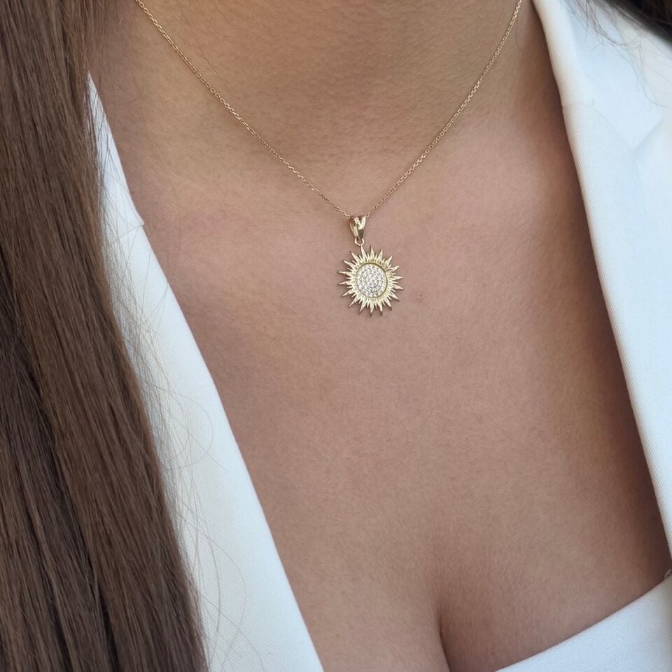 14 AYAR GÜNEŞ ALTIN KOLYE