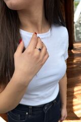 14 AYAR SİYAH MİNELİ İTALYAN YÜZÜK 16