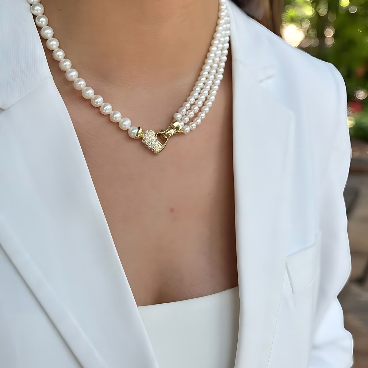 14 Ayar Tasarım İncili Altın Kolye