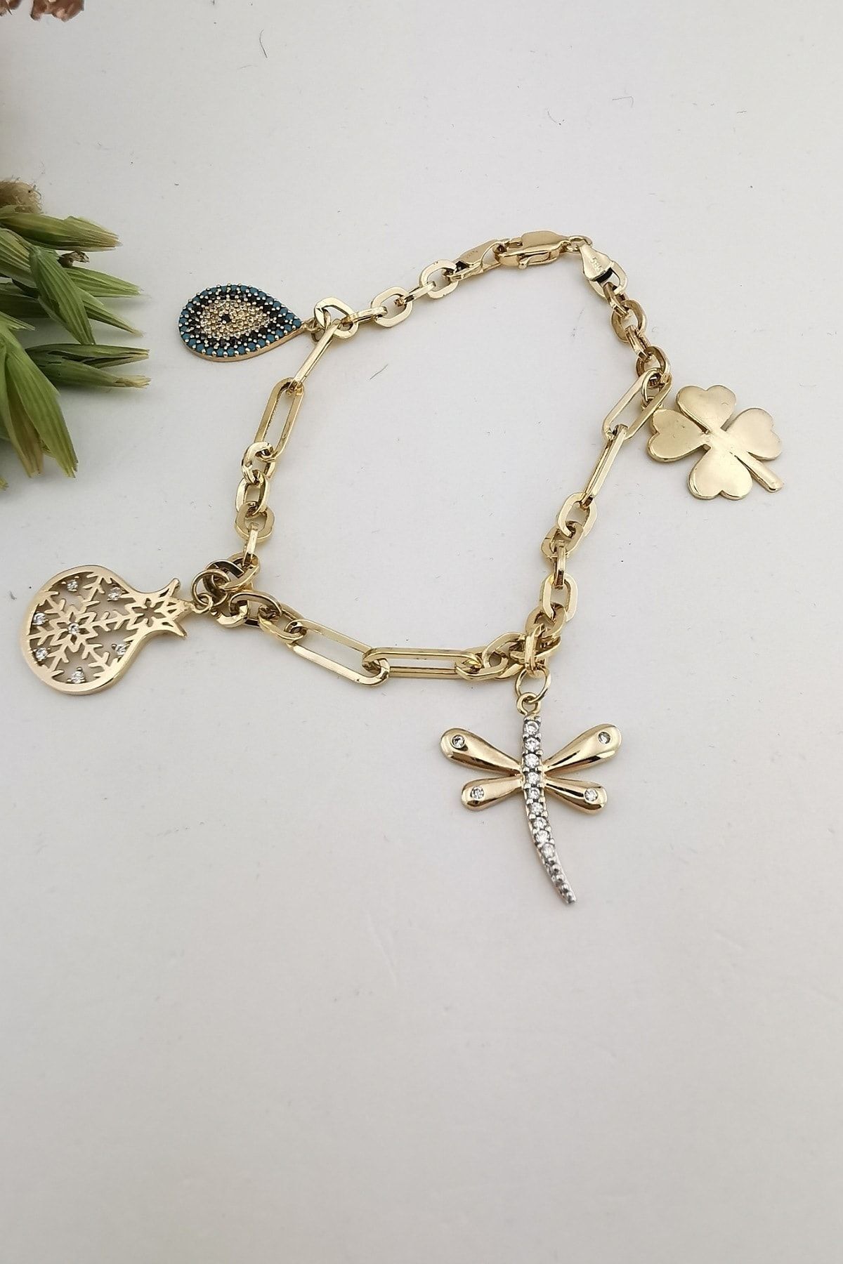 14 Ayar Türk Motifleri Detaylı Altın Şans Bilekliği