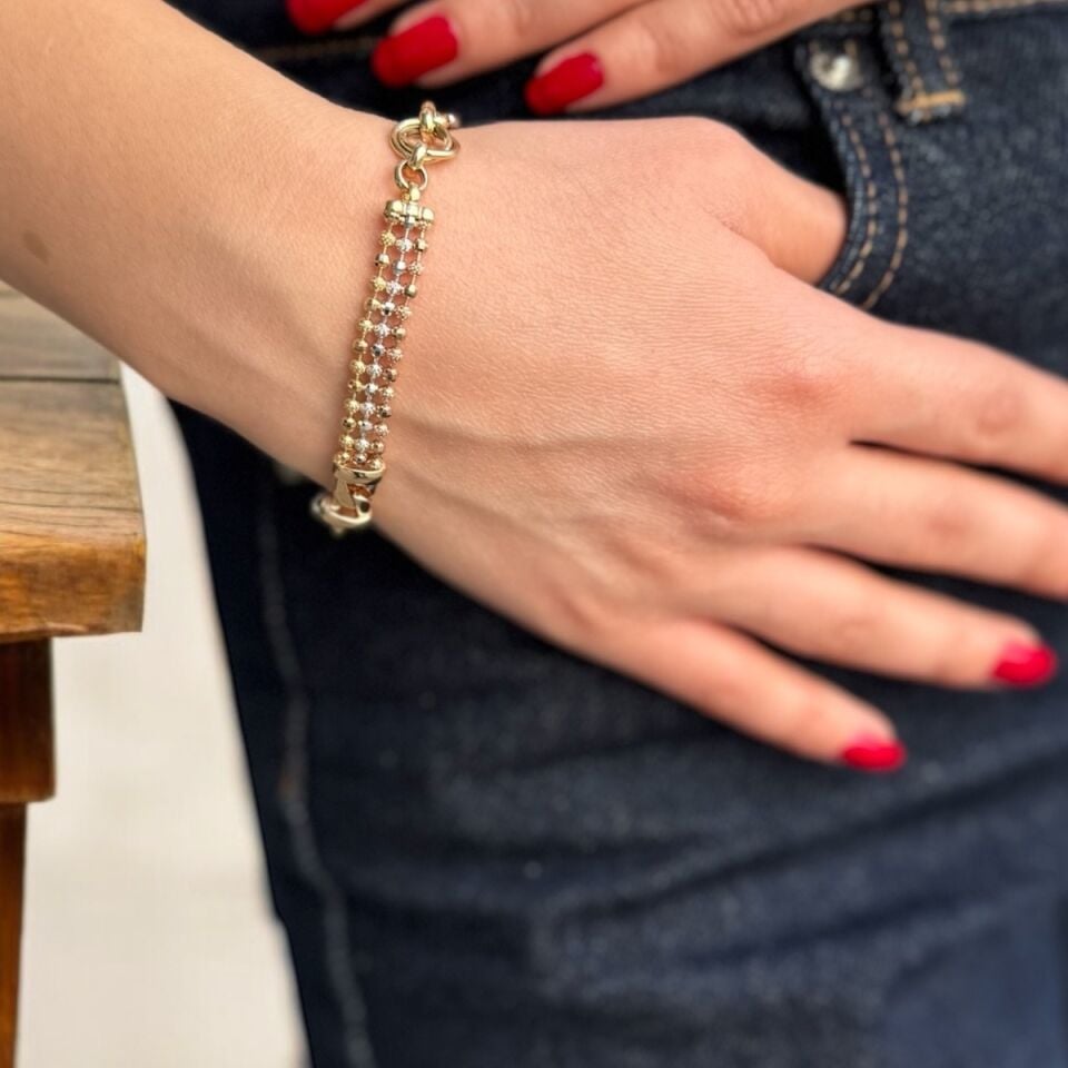 14 Ayar Özel Tasarım Dorikalı İtalyan Tarz Marka Altın Bileklik