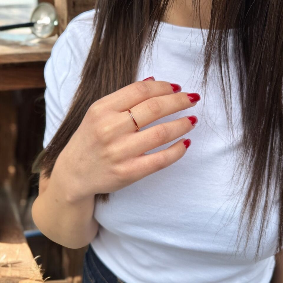 14 AYAR BORDO MİNELİ İTALYAN YÜZÜK