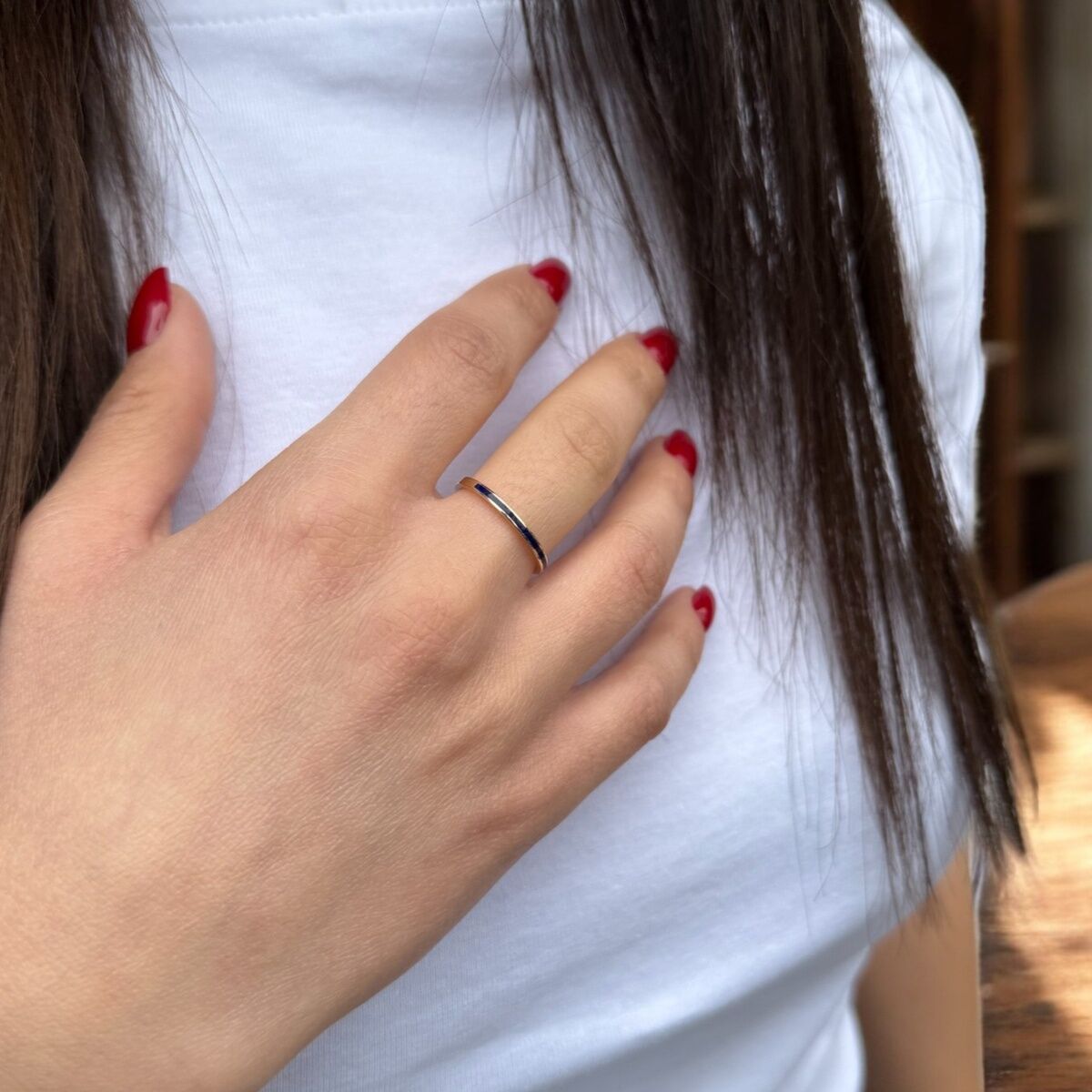 14 AYAR SİYAH MİNELİ İTALYAN YÜZÜK