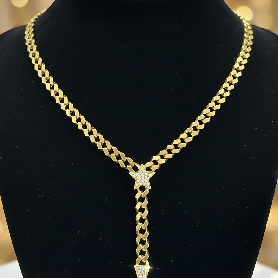 14 AYAR GURMET ZİNCİRLİ YILDIZ FİGÜRLÜ ALTIN KOLYE