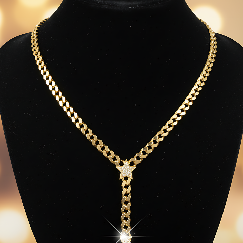 14 AYAR GURMET ZİNCİRLİ YILDIZ FİGÜRLÜ ALTIN KOLYE