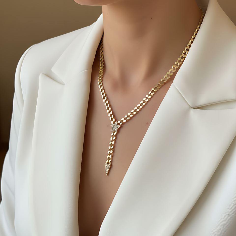 14 AYAR GURMET ZİNCİRLİ YILDIZ FİGÜRLÜ ALTIN KOLYE