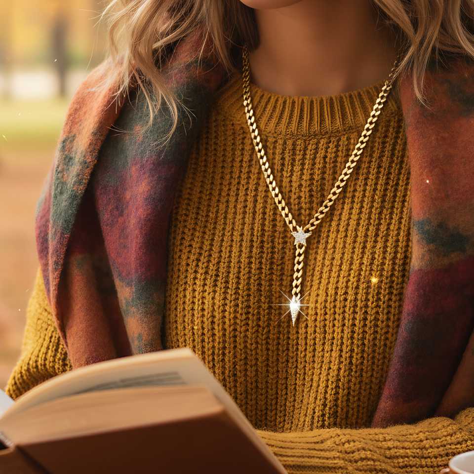 14 AYAR GURMET ZİNCİRLİ YILDIZ FİGÜRLÜ ALTIN KOLYE