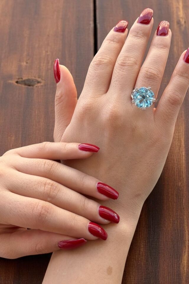 14 Ayar 13,38 Ct Aqua Marin, 0,10 Ct G Pırlanta Taşlı Pırlanta Yüzük