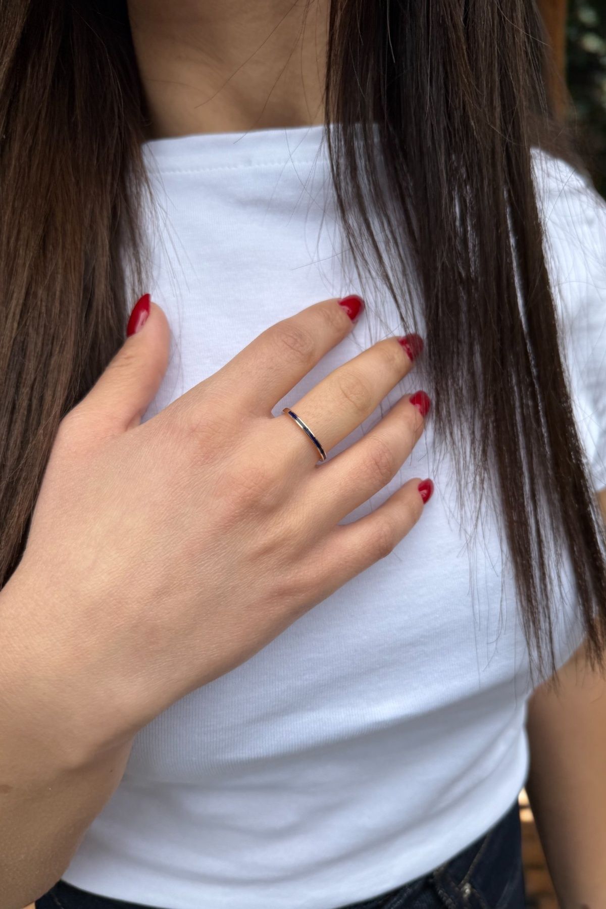 14 AYAR LACİVERT MİNELİ İTALYAN YÜZÜK