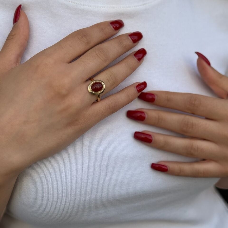 14 AYAR ELİŞİ AKİK TAŞLI ALTIN YÜZÜK