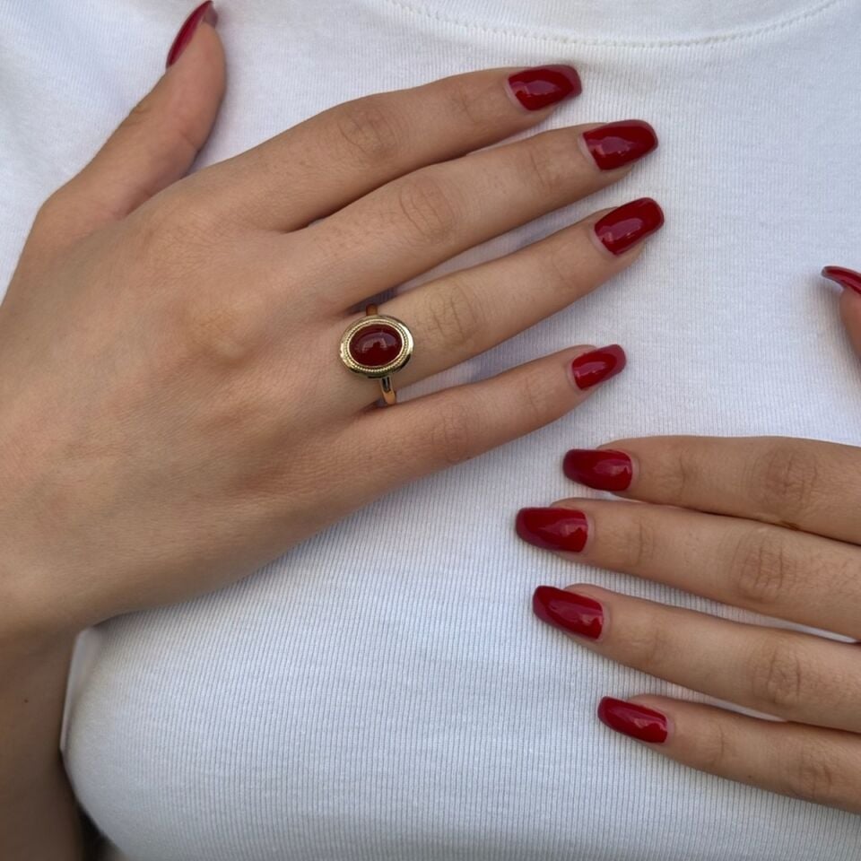 14 AYAR ELİŞİ AKİK TAŞLI ALTIN YÜZÜK