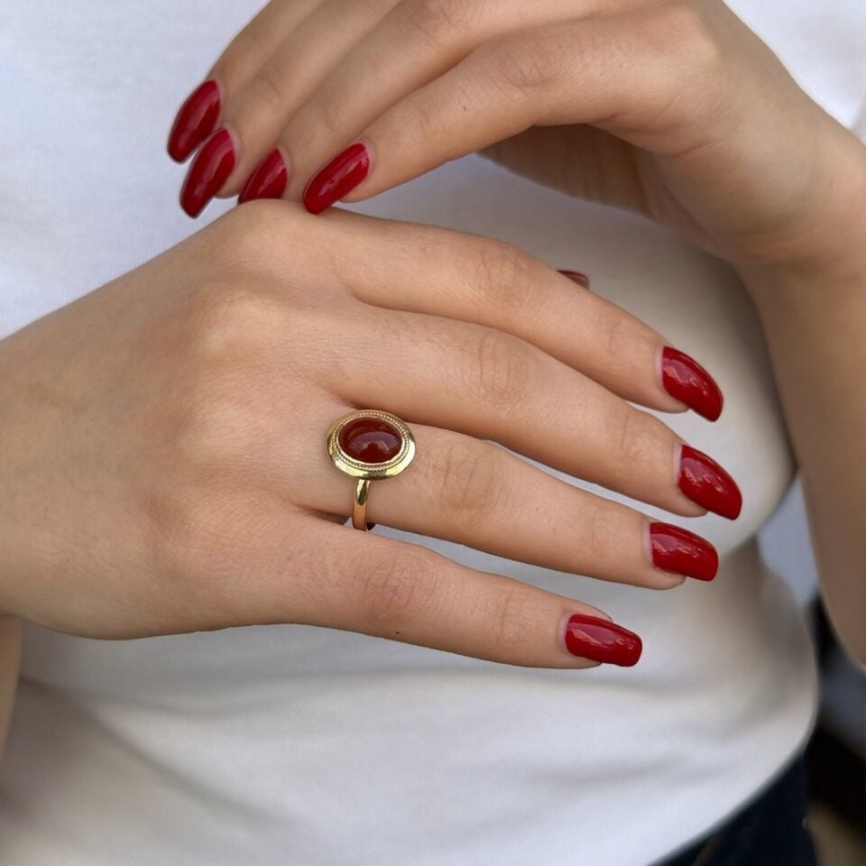 14 AYAR ELİŞİ AKİK TAŞLI ALTIN YÜZÜK