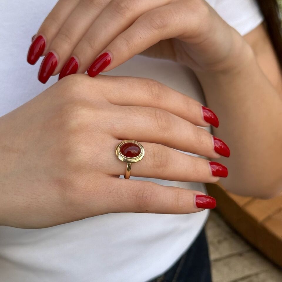 14 AYAR ELİŞİ AKİK TAŞLI ALTIN YÜZÜK