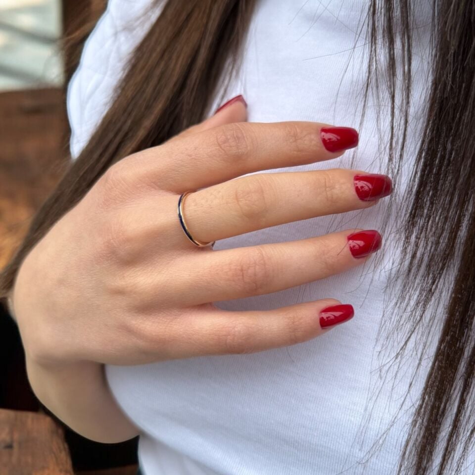 14 AYAR LACİVERT MİNELİ İTALYAN YÜZÜK