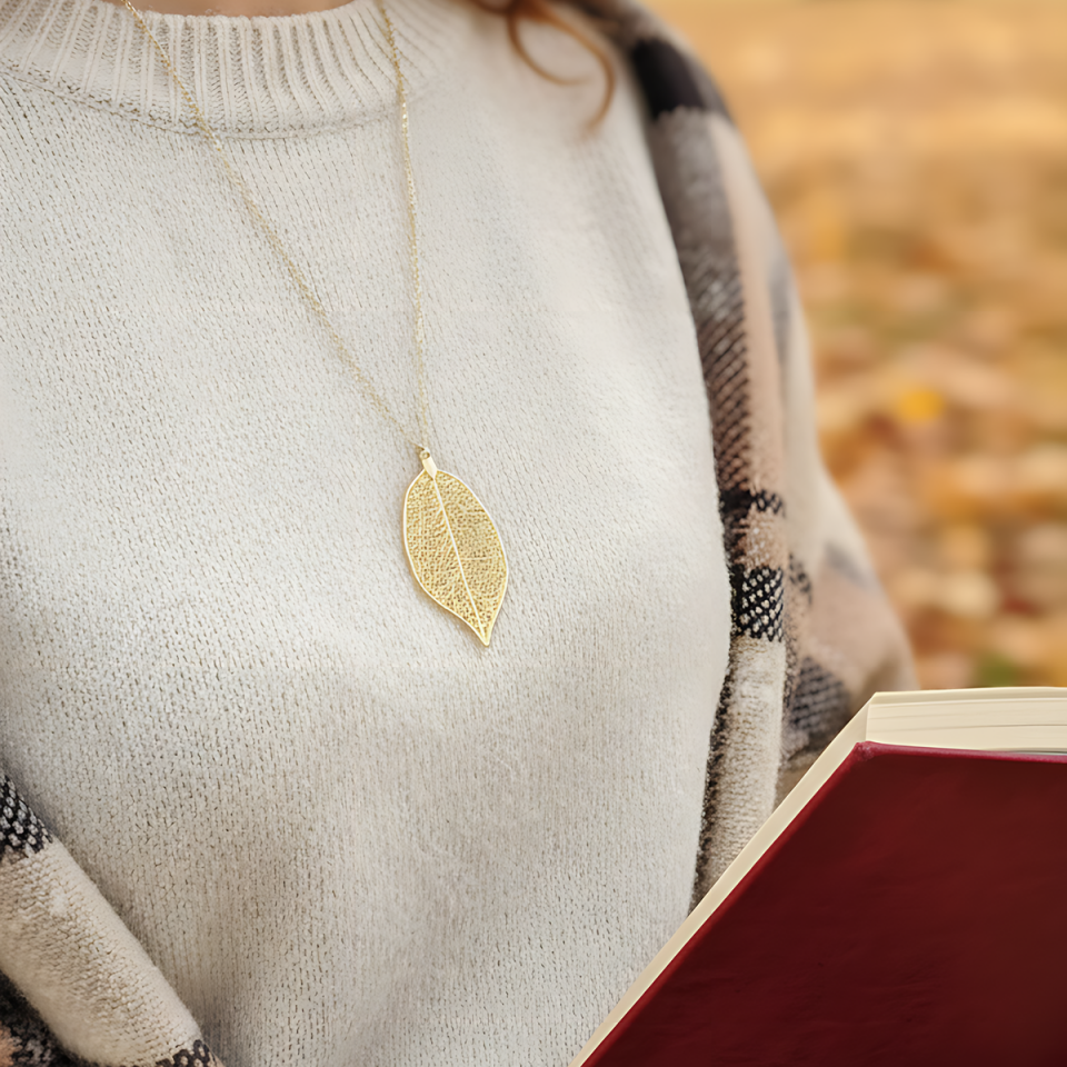 14 AYAR YAPRAK MODEL ALTIN KOLYE