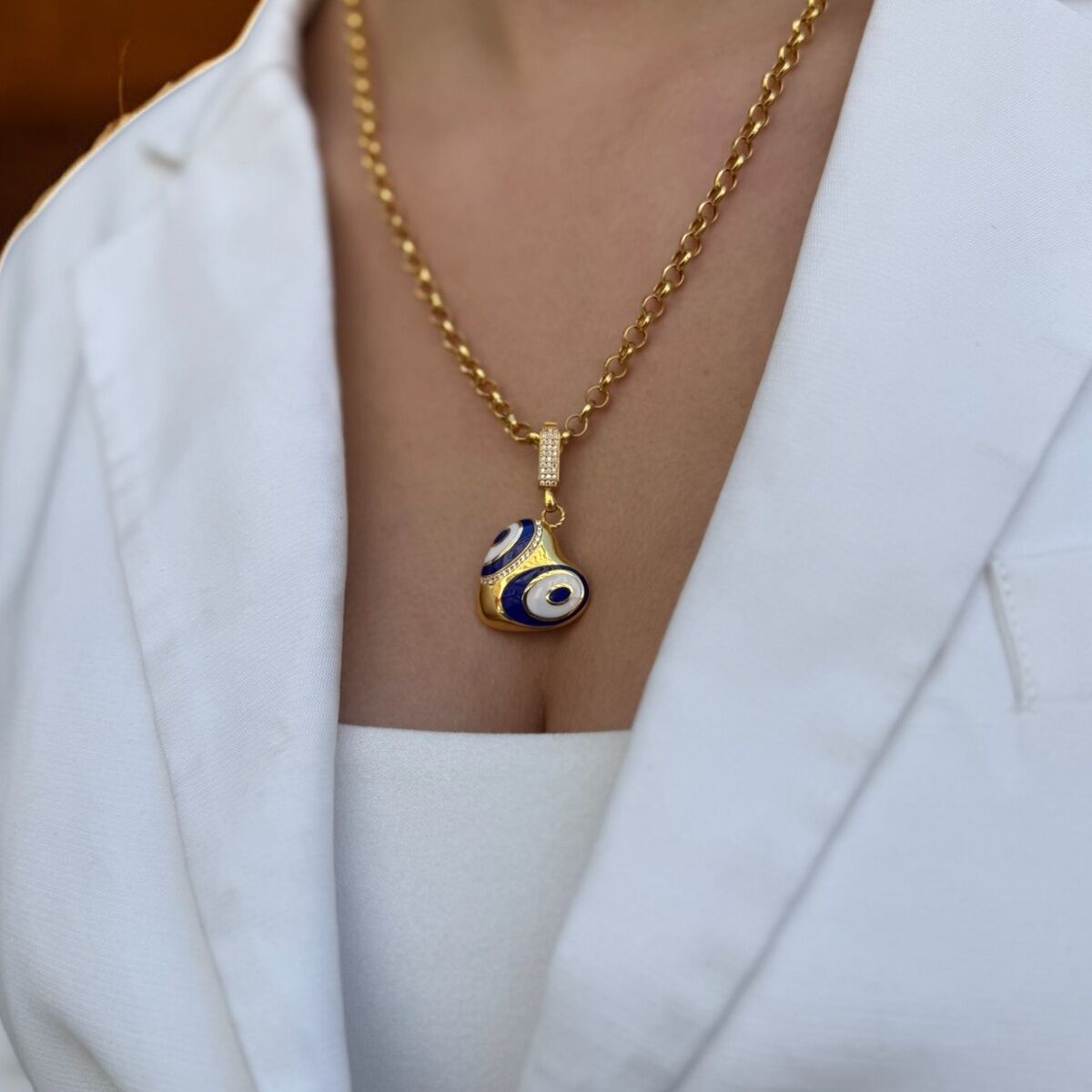 22 AYAR ÖZEL KİLİTLİ BOMBE MİNELİ KALP KOLYE UCU