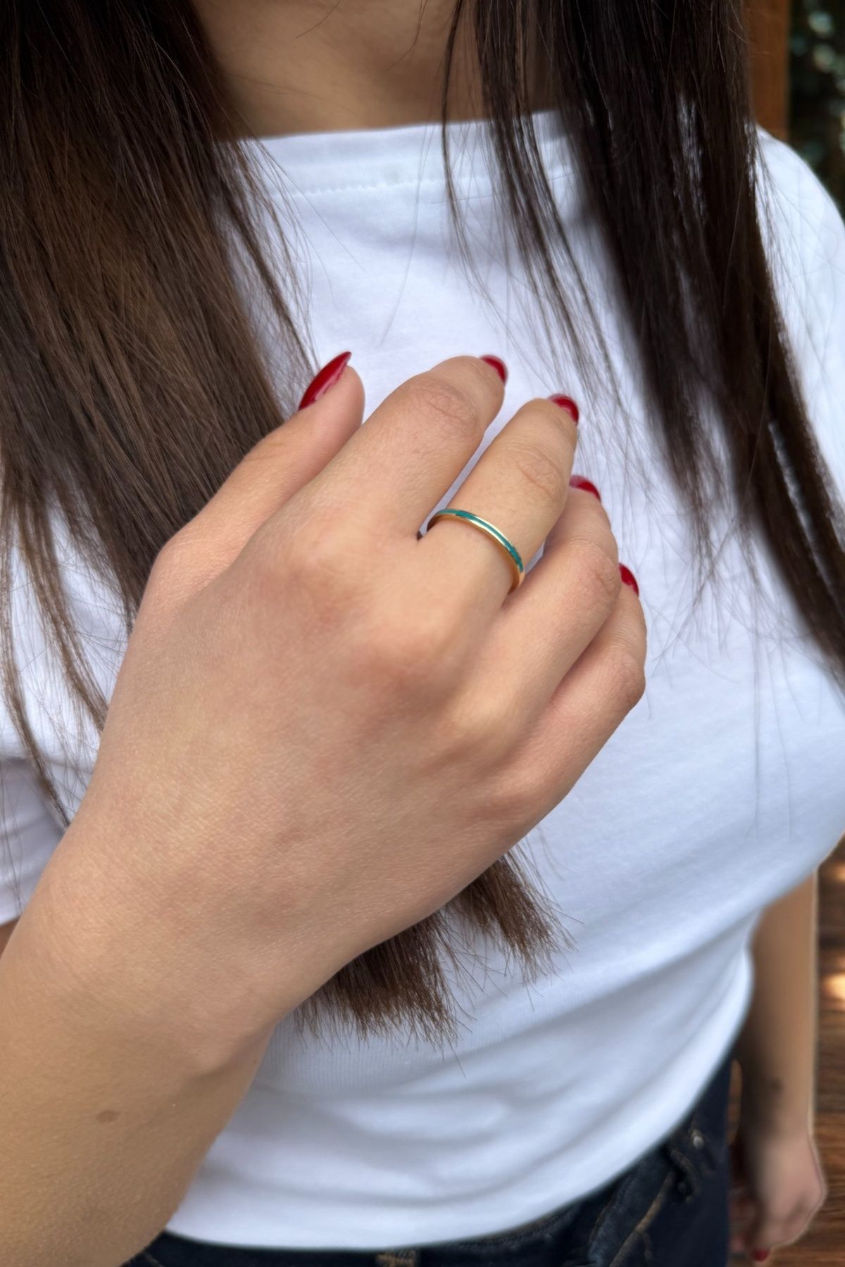 14 AYAR TURKUAZ MİNELİ İTALYAN YÜZÜK