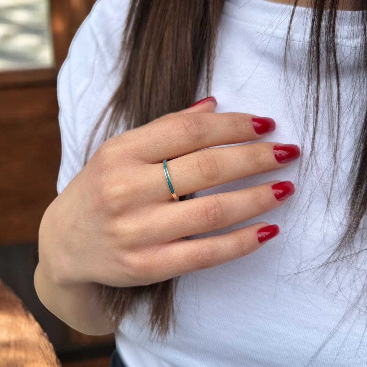 14 AYAR TURKUAZ MİNELİ İTALYAN YÜZÜK