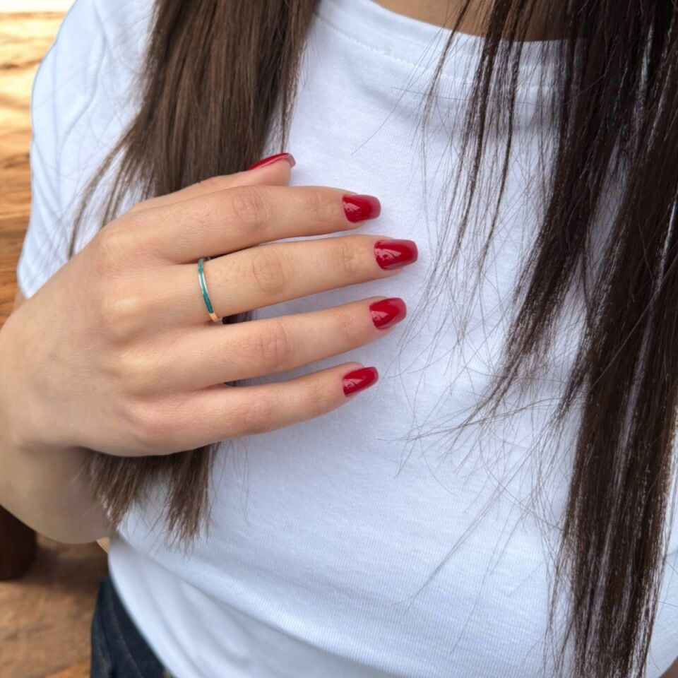 14 AYAR TURKUAZ MİNELİ İTALYAN YÜZÜK